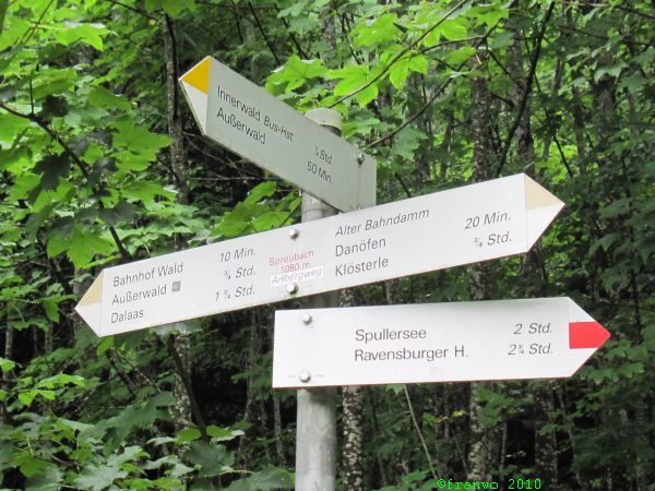 Wegweiser auf dem alten Bahndamm